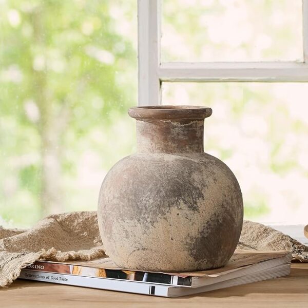 Rustic Ceramic Circular Flower Vase - Image 2